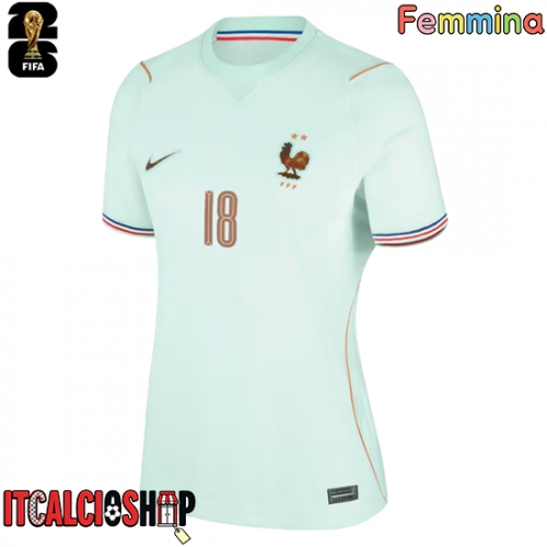 Francia Warren Zaire-Emery #18 Seconda Maglia Femmina Mondiali 2026 Manica Corta